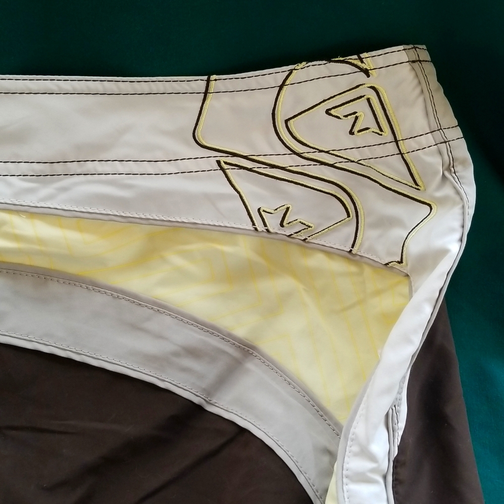 NWT QUICKSILVER brown beige yellow SWIM TRUNK Neofly men size 38 - Picture 6 of 17